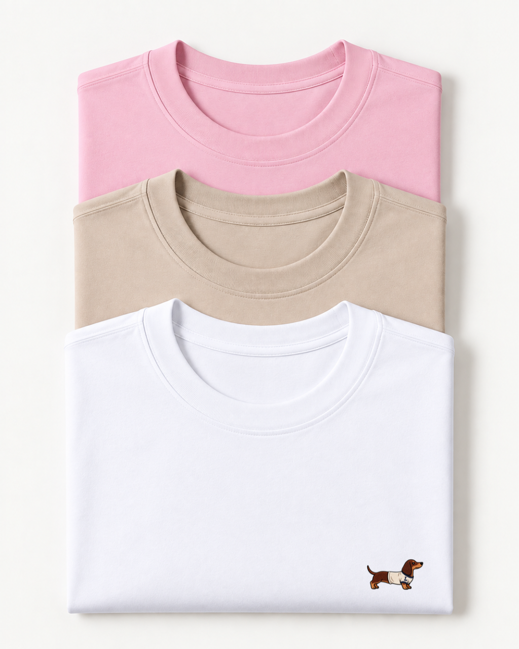 Pack de T-shirts x3 (Rosado-beige-blanco)