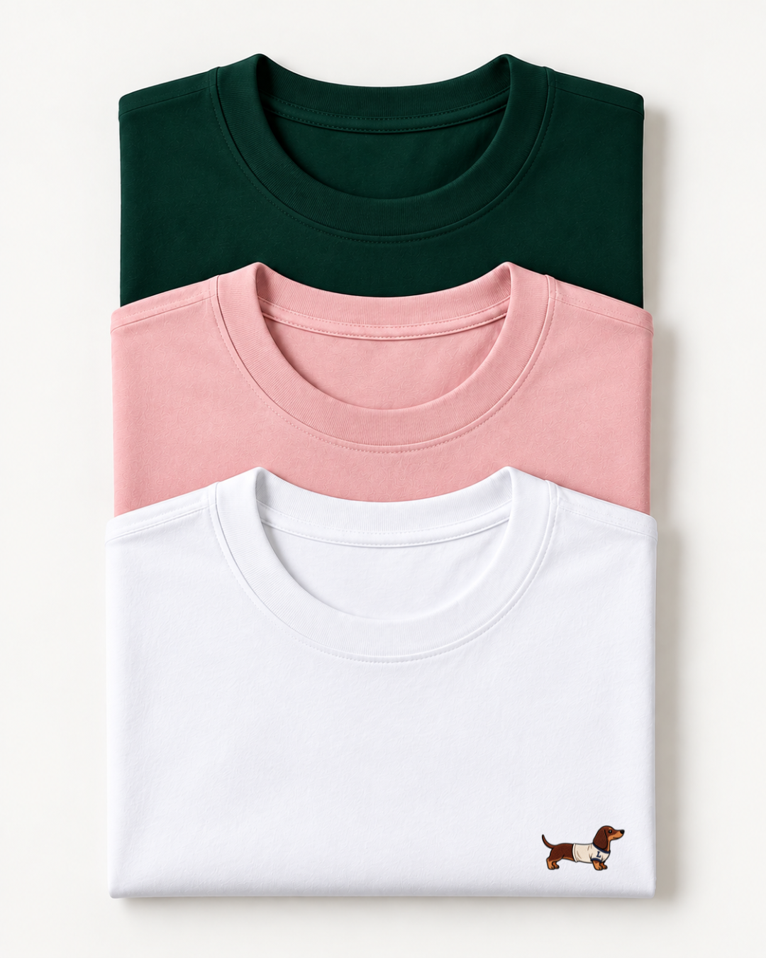 Pack de T-shirts x3 (rosa-verde-blanco)